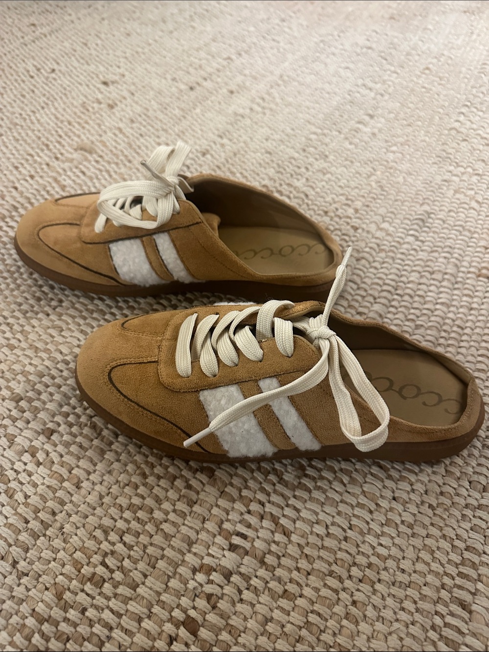 CCOCCI Tan Suede Slip-On Sneakers with Cream Accents